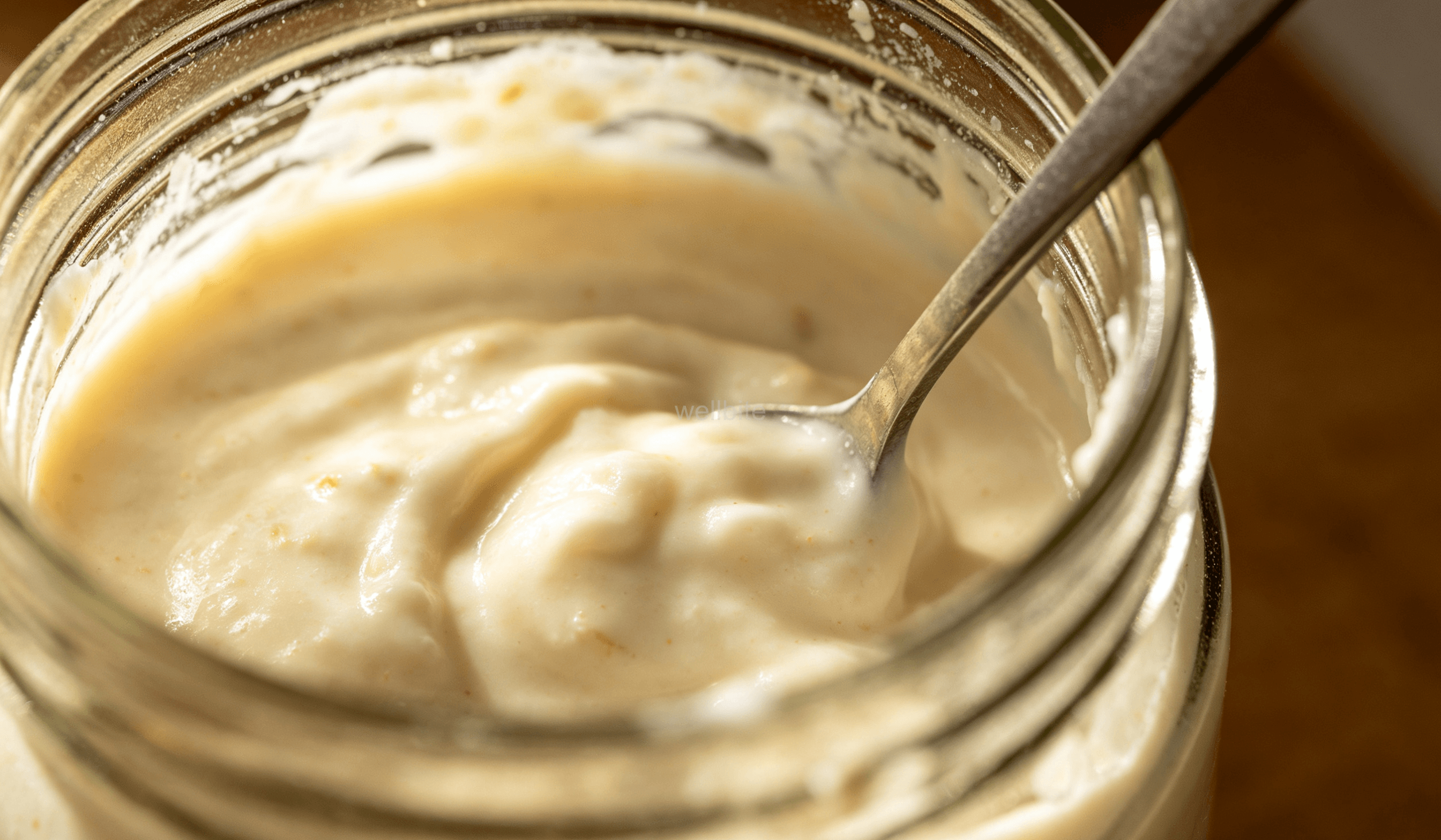 Pouring milk and yogurt into the oat mixture