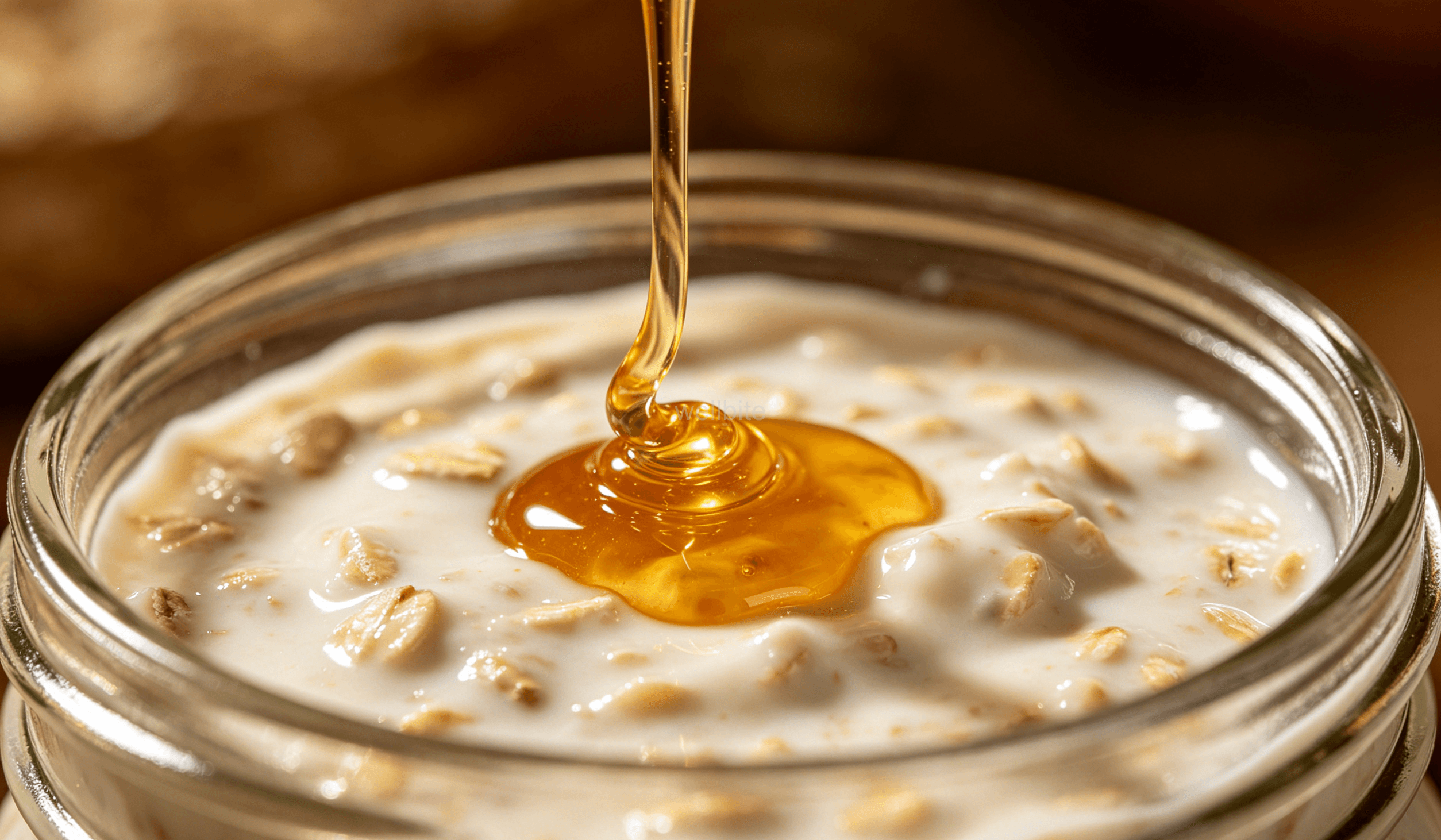Stirring honey into the oat mixture