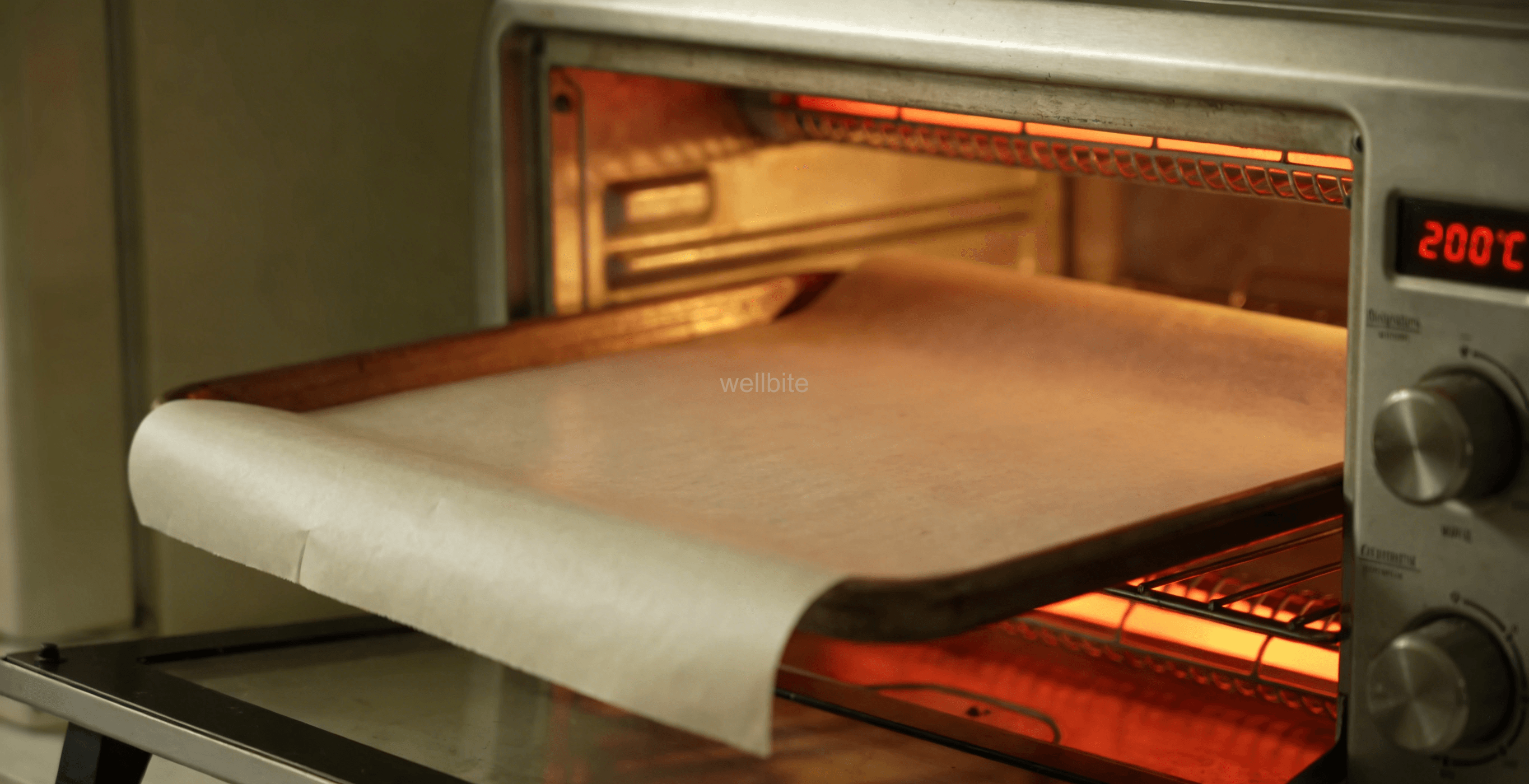 Preheating oven with baking sheet