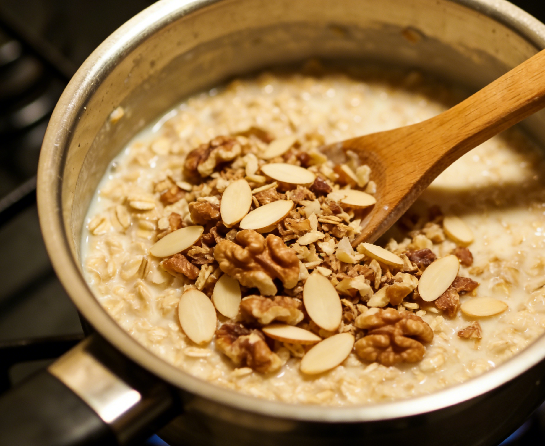 Adding nuts to oatmeal