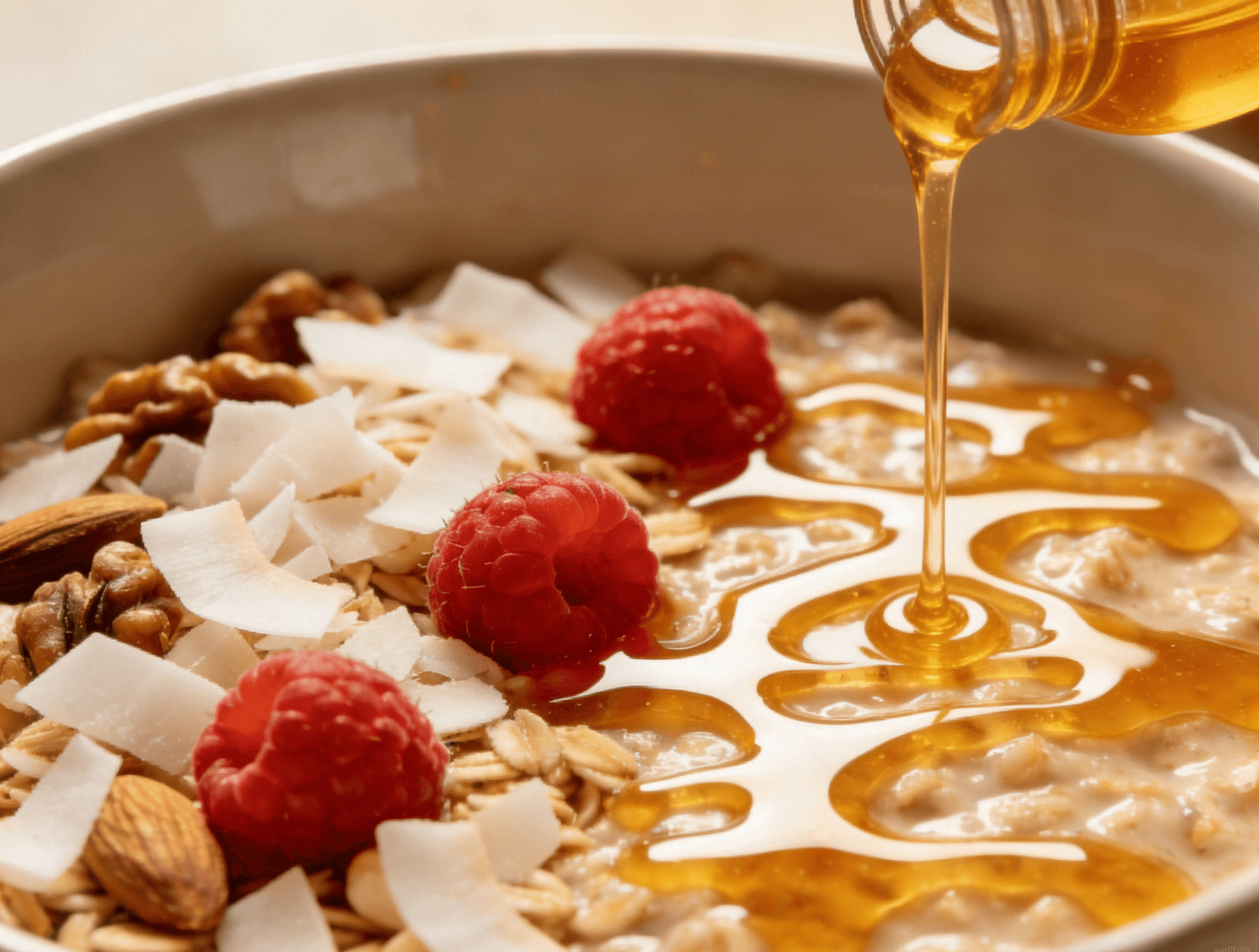 Finished nutty oatmeal bowl ready to eat