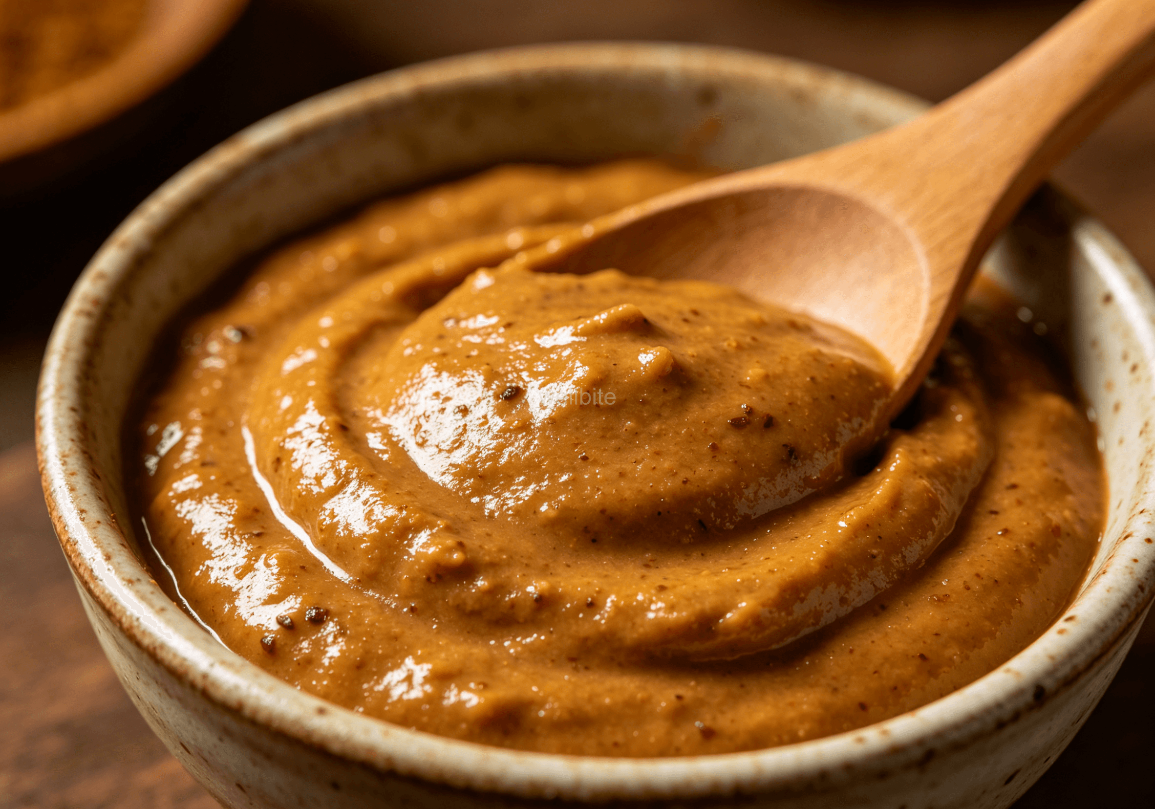 Mixing turmeric, ginger, pepper and cinnamon into a spice paste