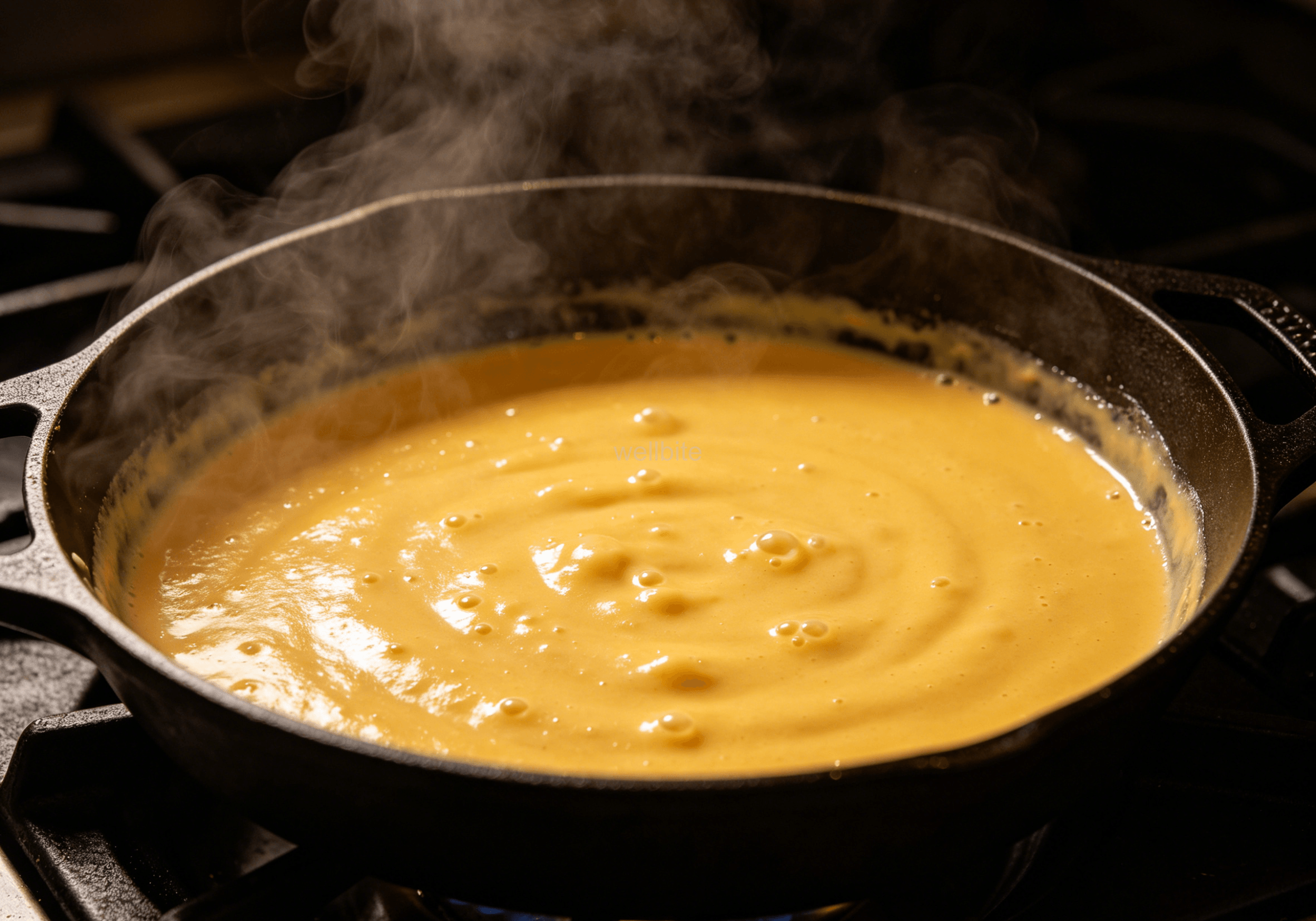 Simmering golden milk on low heat