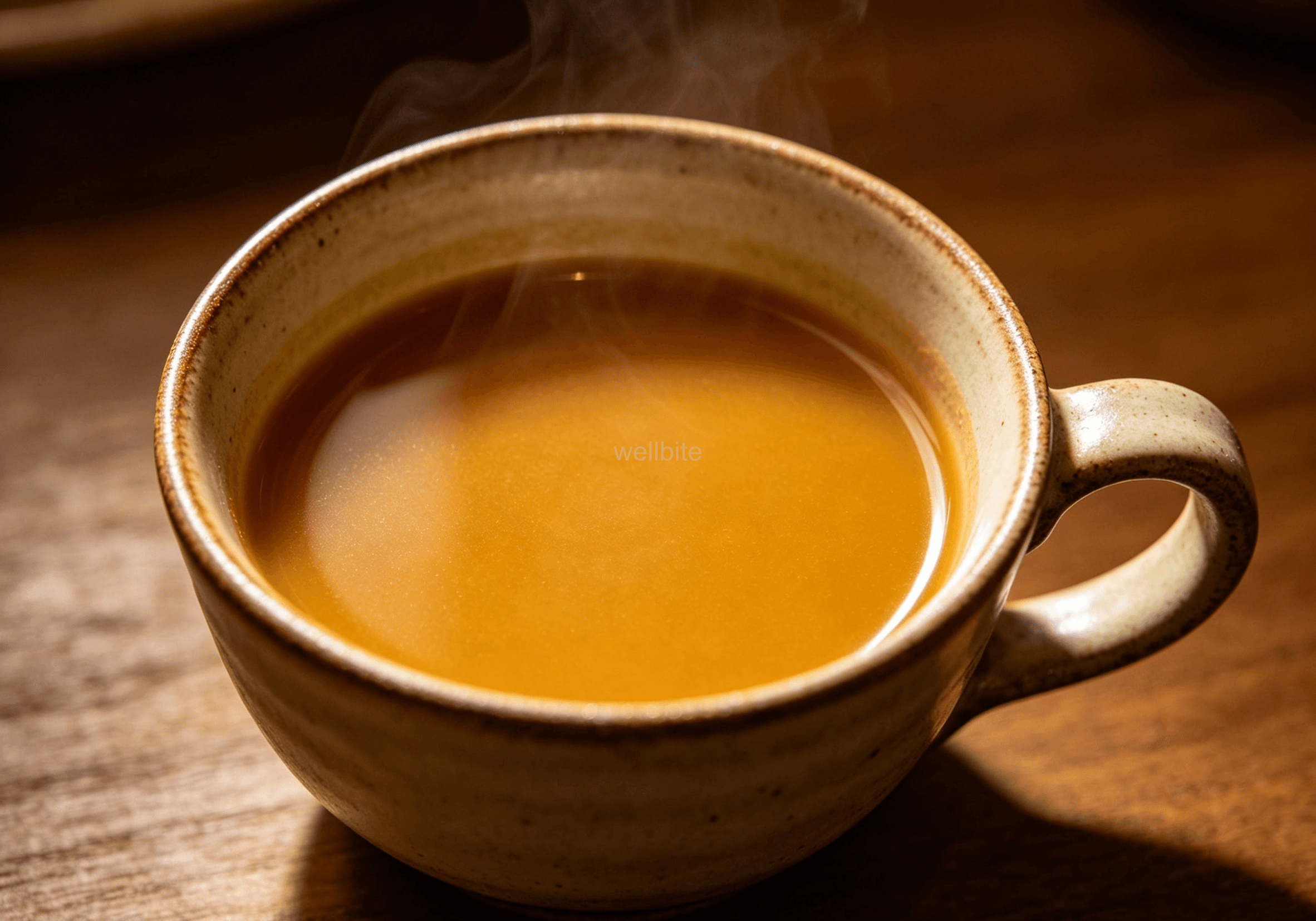 Golden milk poured into a mug ready to enjoy